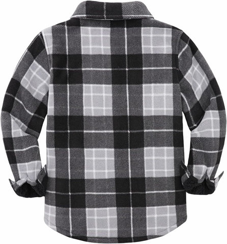 ThCreasa Boys Sherpa Lined Plaid Button Shirt Jacket