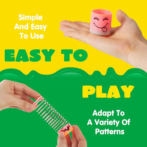 JOYIN 120 Pcs Spring Rainbow Party Favor, Mini Plastic Coil Spring Toy, Fidget Stress Coil Mini Springs Bulk Toys for Carnival Prize Birthday, Classroom Goodie Bag Stuffers
