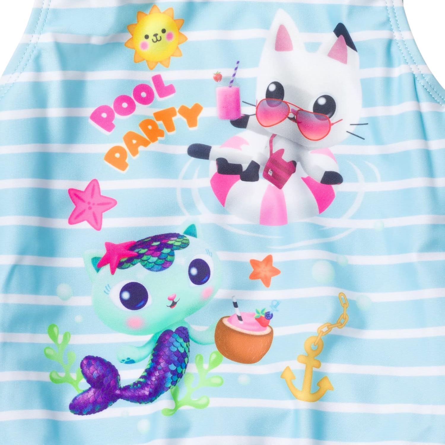 DREAMWORKS GABBY'S DOLLHOUSE Pandy Paws Mercat Girls One Piece Bathing Suit Toddler to Little Kid