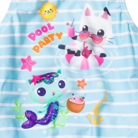 DREAMWORKS GABBY'S DOLLHOUSE Pandy Paws Mercat Girls One Piece Bathing Suit Toddler to Little Kid