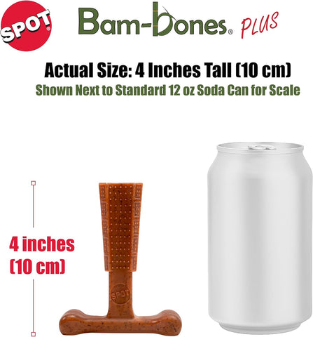 SPOT Bam-Bones Plus T-Bone Dog Chew, Beef, 4in, 10-30 lb Heavy Chewers