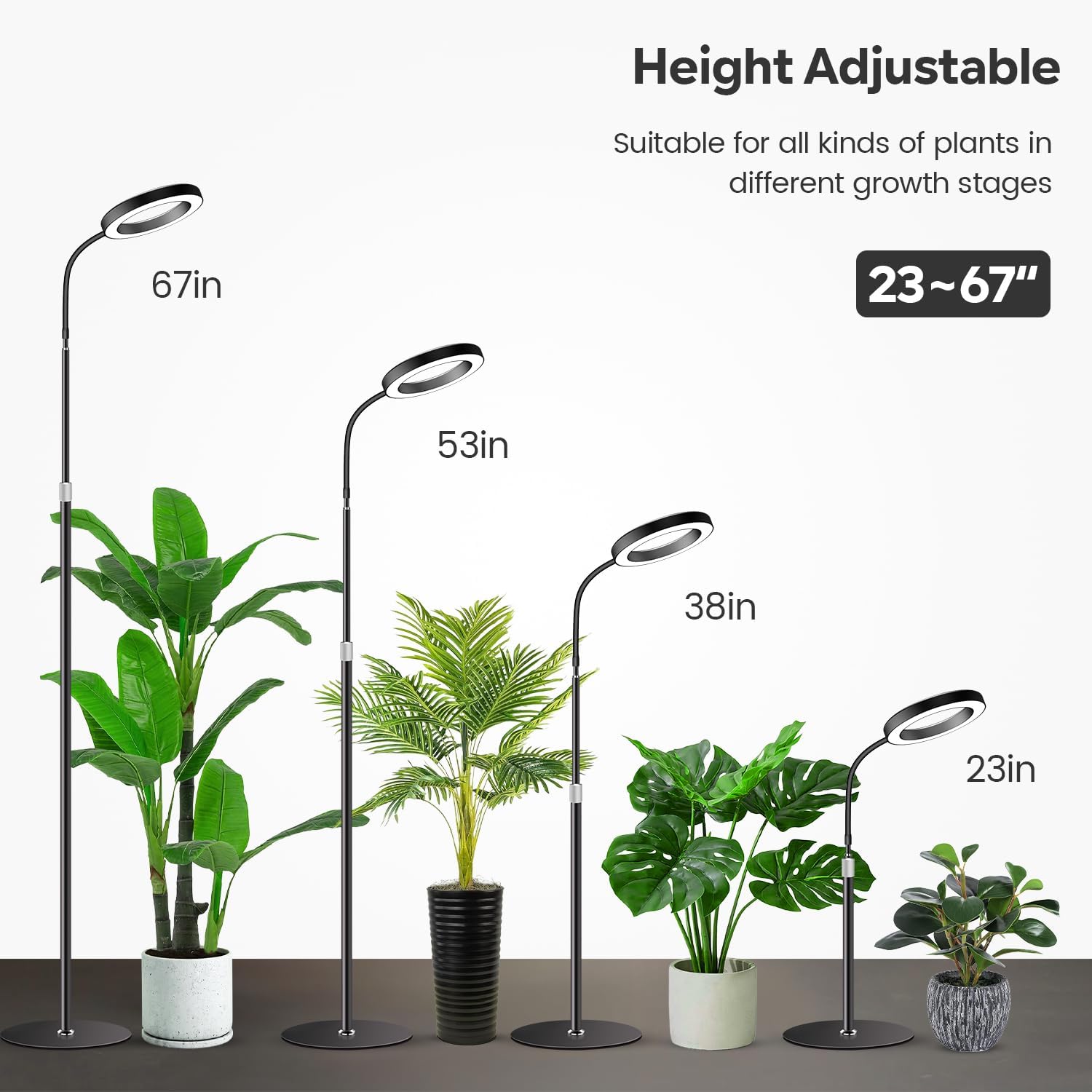 Garpsen Grow Lights for Indoor Plants, Full Spectrum with Stand, 80 LEDs