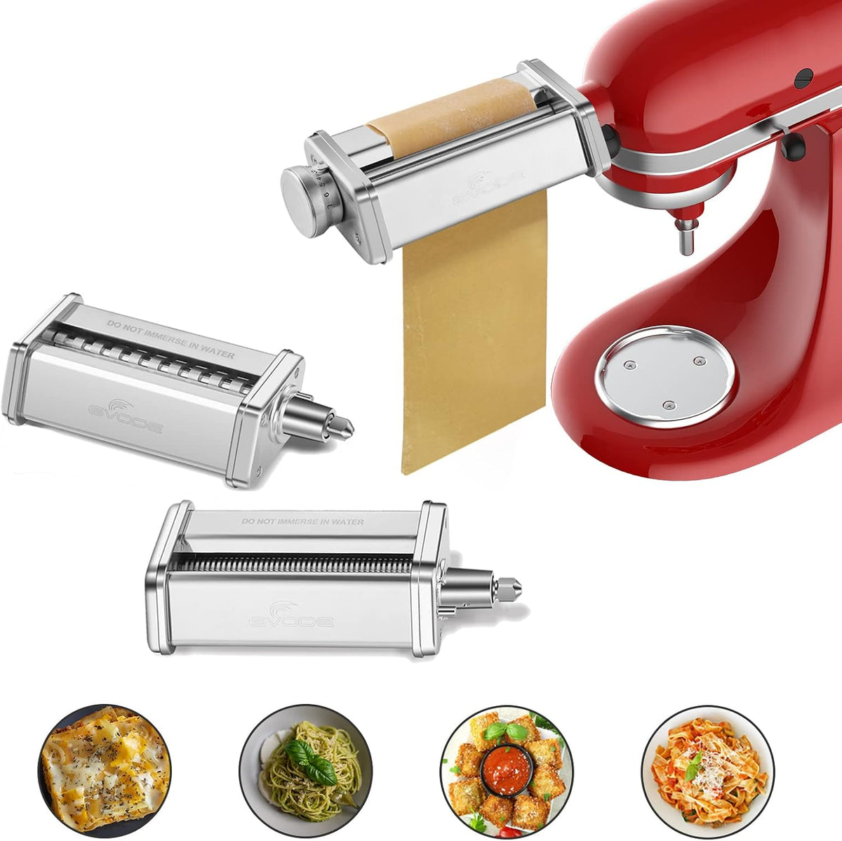 GVODE 3Pcs Pasta Attachment for KitchenAid Stand Mixer, 304 Stainless Steel