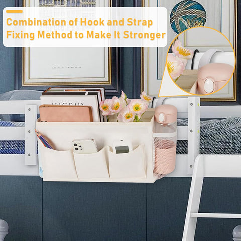 Lilithye Bedside Caddy, Bedside Storage Bag Hanging Organizer for Bunk Bed