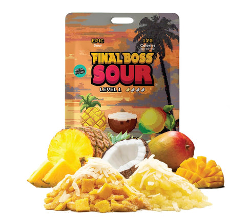 Final Boss Sour Fruit Candy, Sour Piña Colada, Level 1, 1 Pack