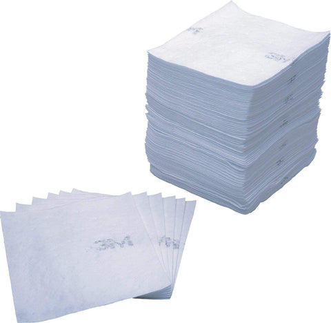 3M Petroleum Sorbent Pad HP-156, High Capacity, White (Case of 100)