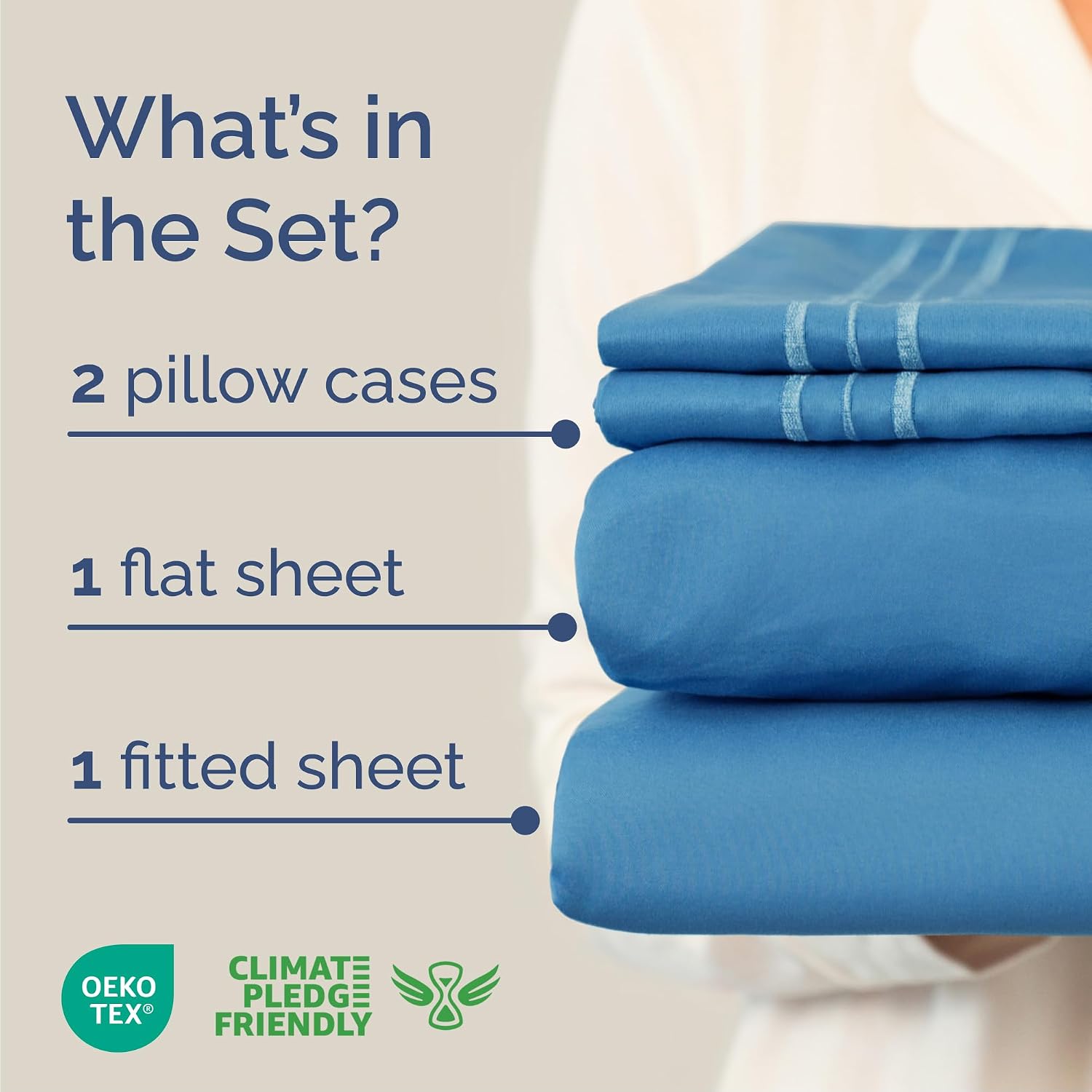 Cal King Size 4 Piece Sheet Set - Breathable & Cooling Sheets - Denim Blue