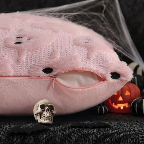 decorUhome Fall Halloween Ghost Throw Pillow Covers 12x20 Set of 2 Pink