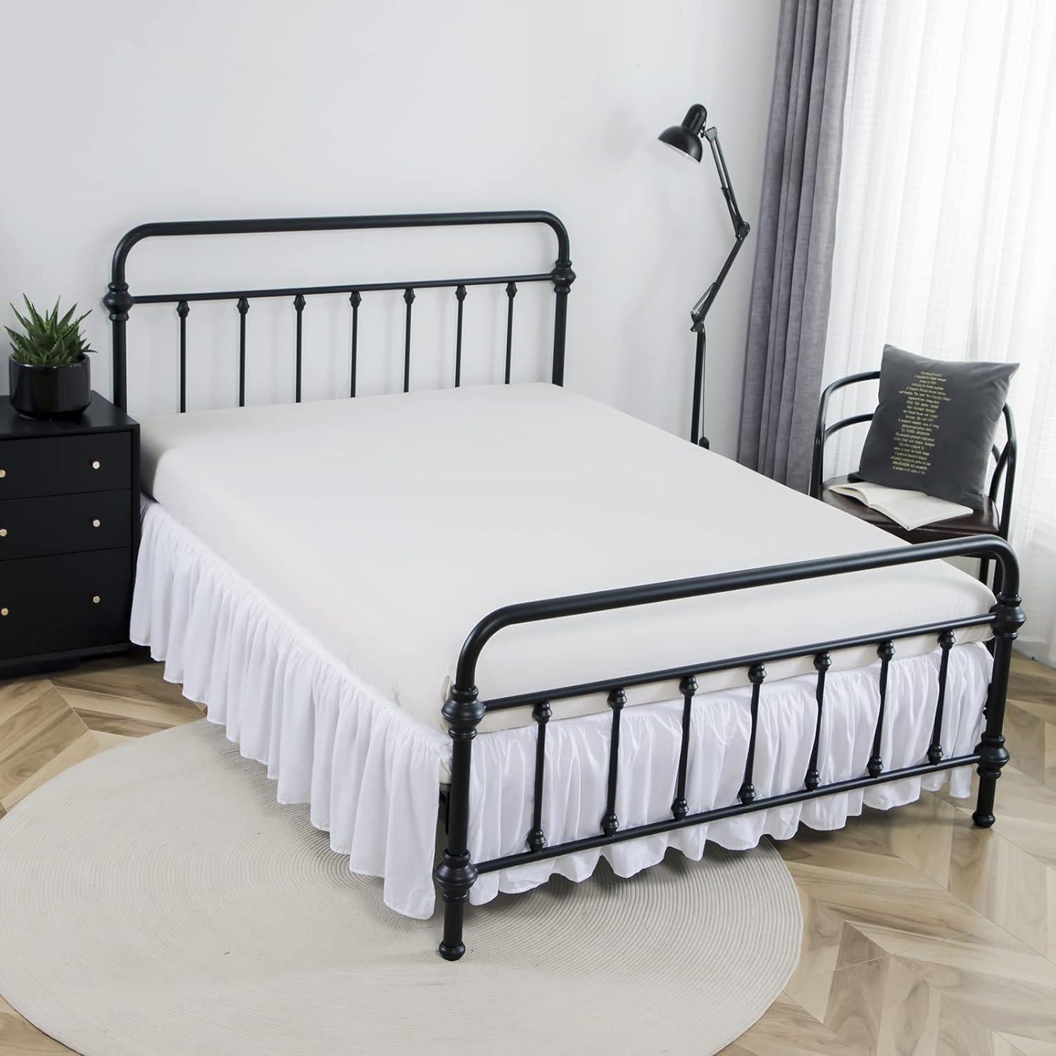 Bed Skirt Queen Size Ruffled Bed Skirt with Split Corners