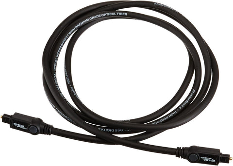 Amazon Basics Toslink Digital Optical Audio Fiber Optic Cable, Multi-Channel, for Sound Bar, Audio System, Home Theatre, Game Console, Blu-Ray Player, Gold-Plated Connectors, 6 Foot, Black