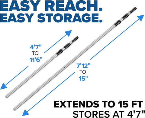 Swimming Pool Pole // Telescopic Aluminum Pool Pole for Cleaning -15 Feet