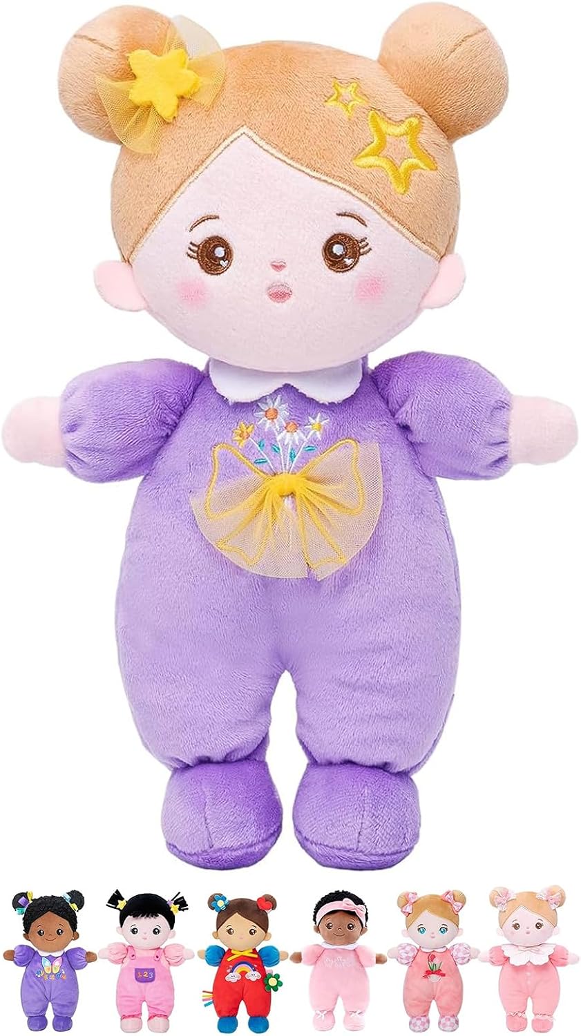 OUOZZZ Soft Plush Baby Doll 10" Daisy Purple Snuggle Buddy