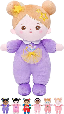 OUOZZZ Soft Plush Baby Doll 10" Daisy Purple Snuggle Buddy
