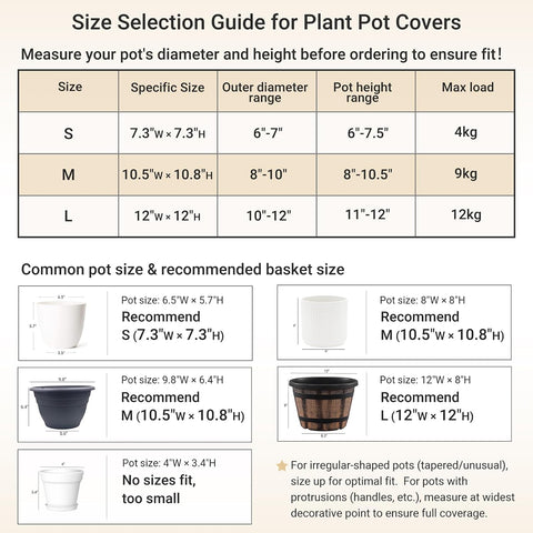 Dahey Plant Basket Indoor for 7 inch Pot Woven Jute Planter, White & Beige