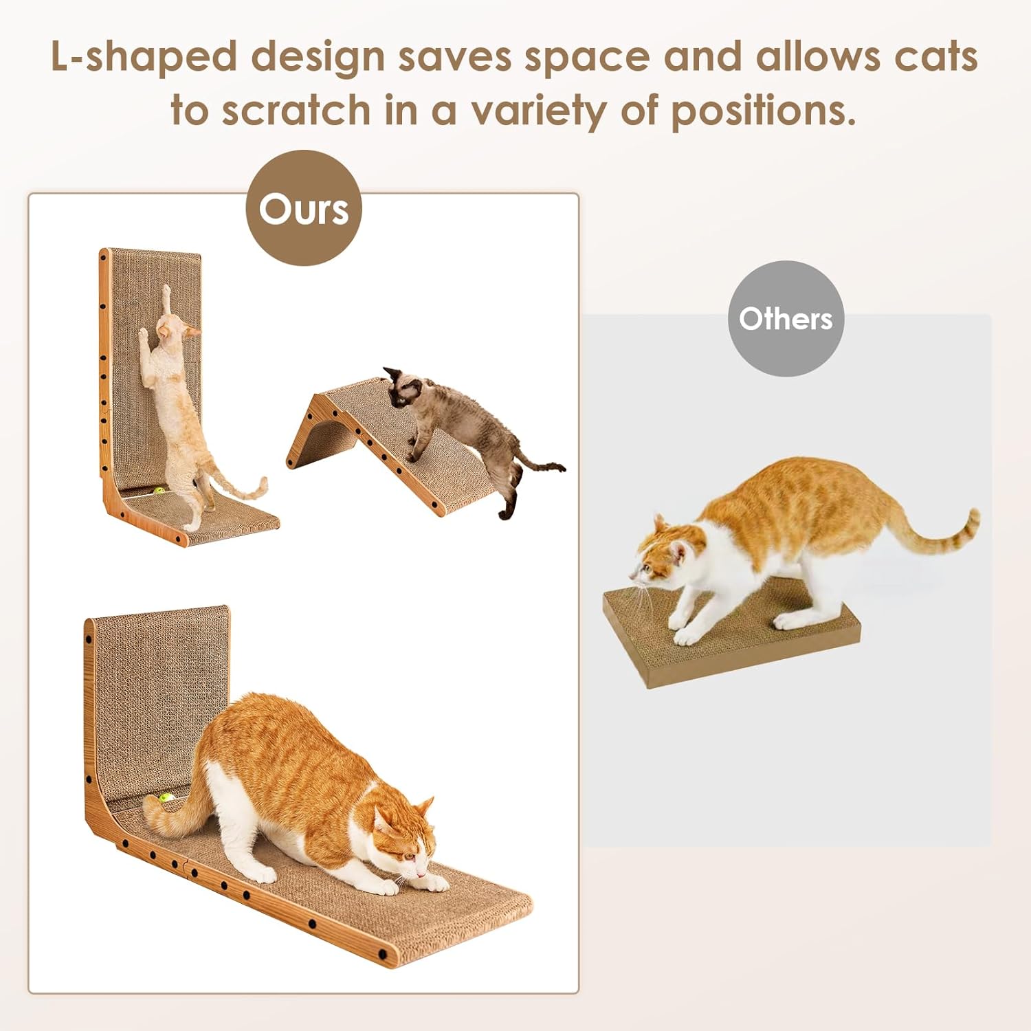EHEYCIGA Cardboard Cat Scratcher for Indoor Cats, 26.8 Inch, Brown