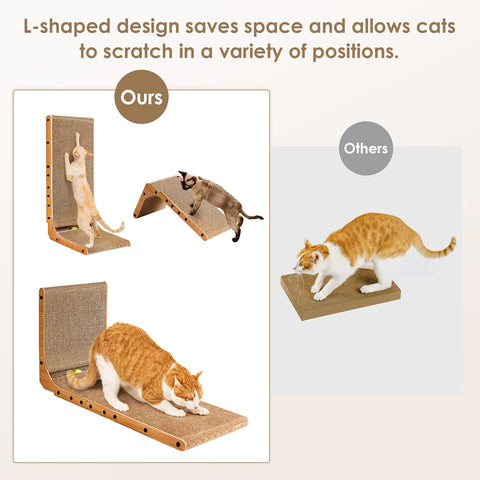 EHEYCIGA Cardboard Cat Scratcher for Indoor Cats, 26.8 Inch, Brown
