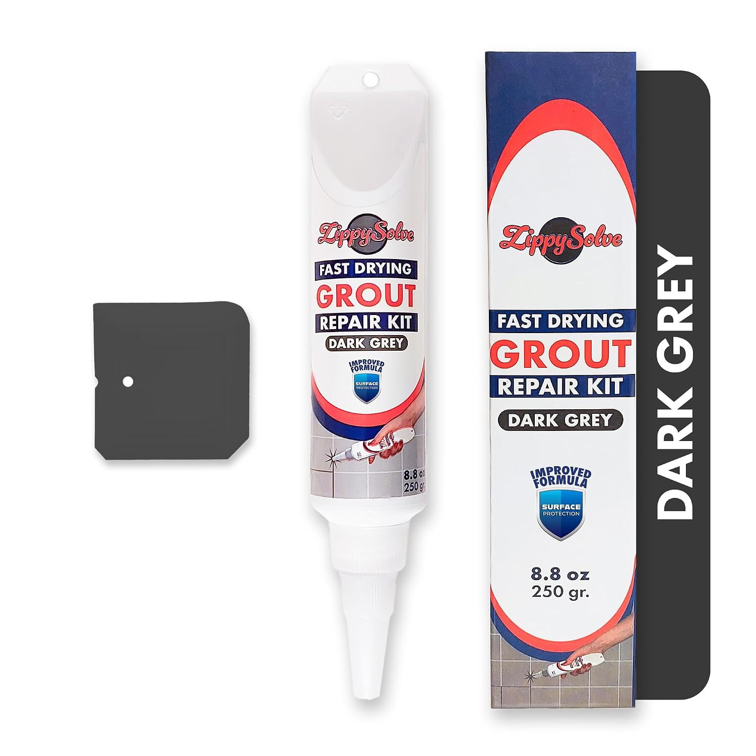 ZippySolve Tile Grout Repair Kit, Refresh Tile (8.8oz Dark Grey/Anthracite)