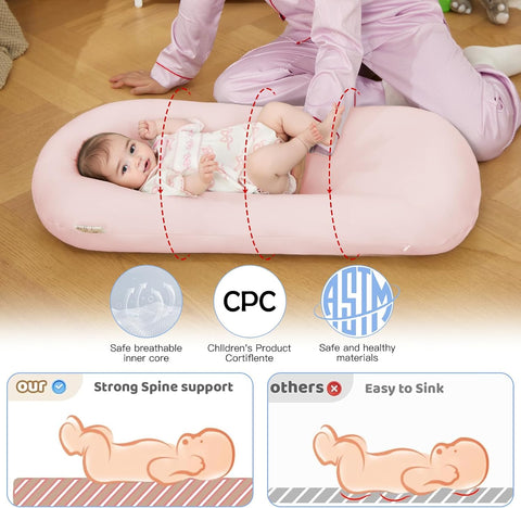 Baby Lounger for Newborn 0-24 Months Soft Cotton Infants Support Cushion