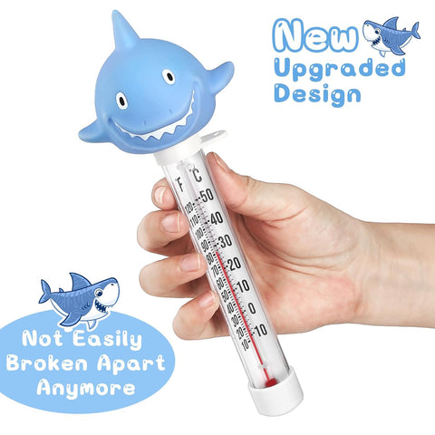 Pool Thermometer Floating, Water Temperature Thermometer with String, Large Size Easy Read & Shatter Resistant Pool Accessories for Outdoor & Indoor Swimming Pool, Spa,Ice Bath and Hot Tub (Shark)