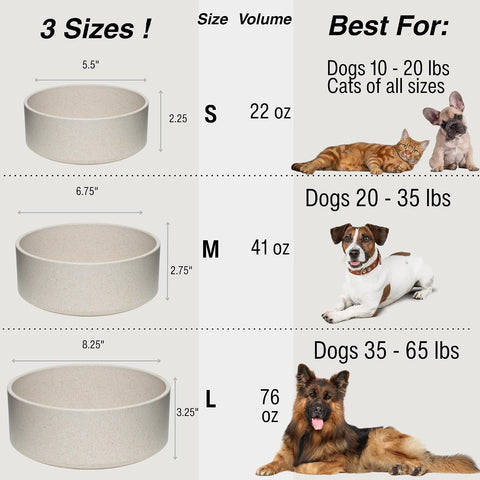 Loving Pets - Dolce Bamboo - Eco-Friendly Pet Bowls & Dishes for Dog, Cats, Puppy Food and Water Dish -Sustainable and Dishwasher Safe, Made with Real Bamboo (Medium, Oat-Beige)