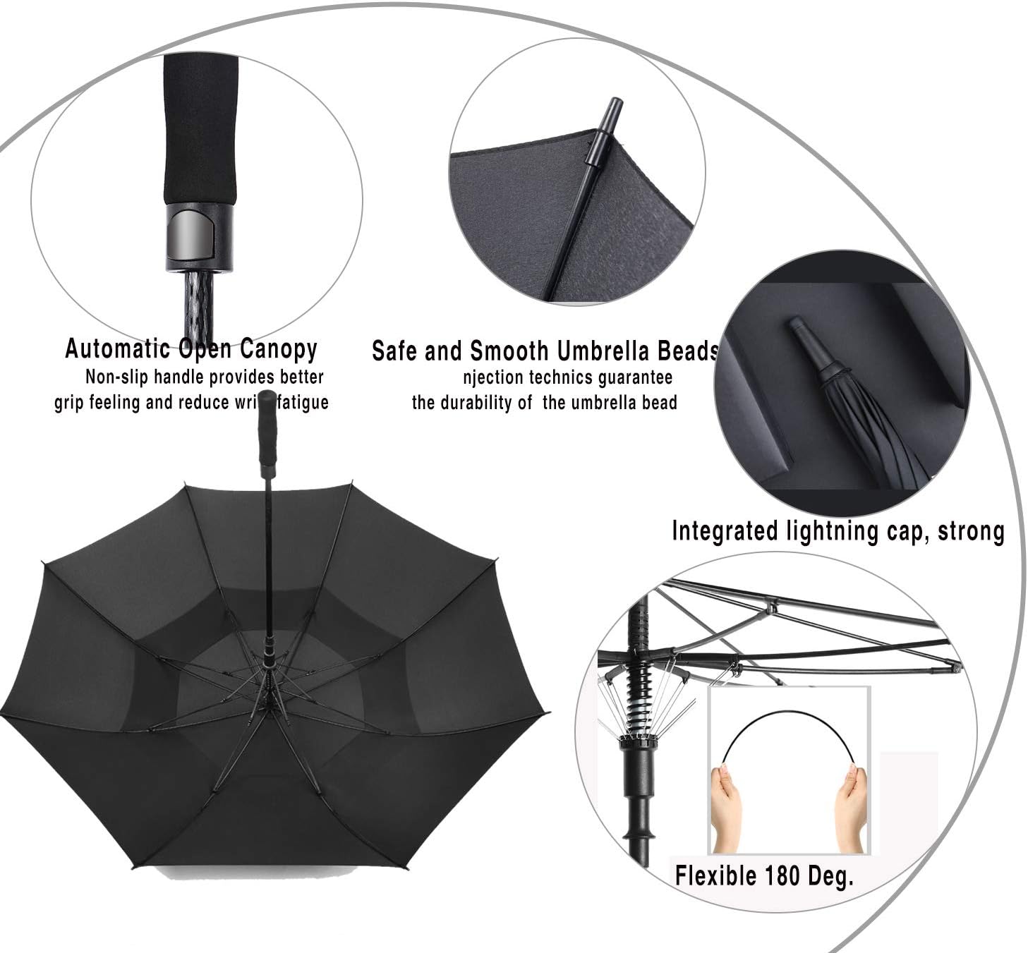 54/62/68/72 Inch Large Golf Umbrella Windproof Auto Open for Rain
