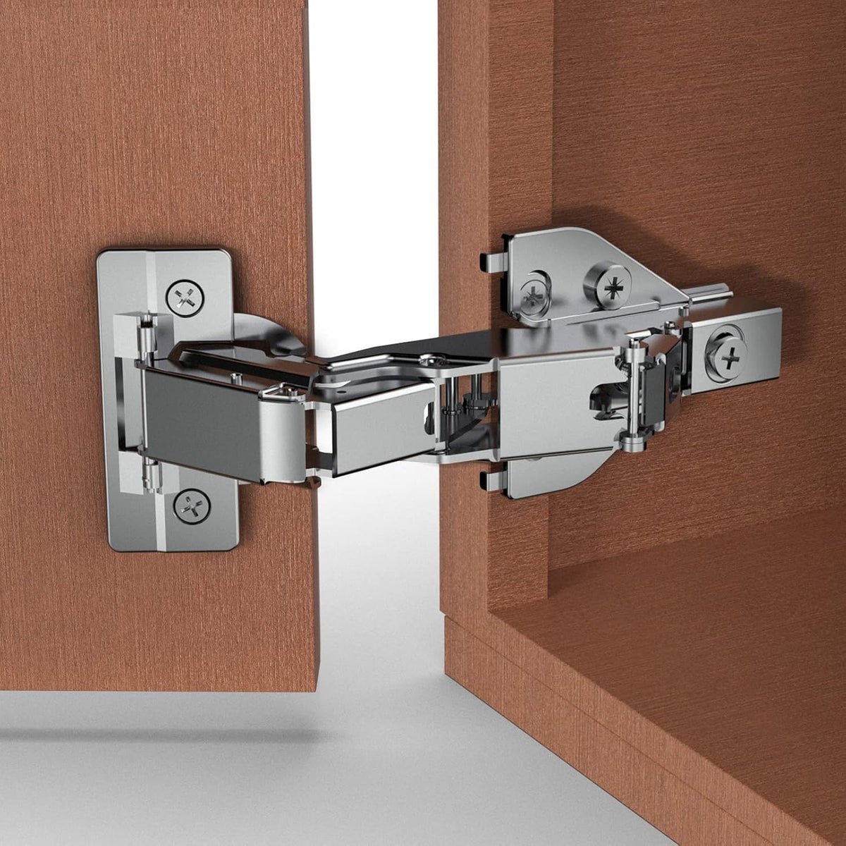 Chibery 2 Pack 165 Degree Lazy Susan Hinge, Face Frame, CLIP ON Plate for Easy Installation, Soft Close Multi-pivot Concealed hardware for Corner Kitchen Cabinet, Cupboard Folded, Folden Door, Closets
