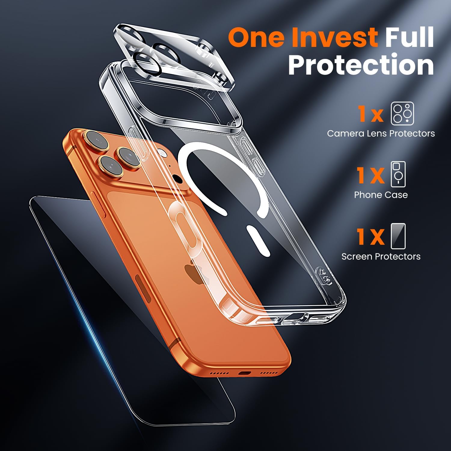 toushion 3 in 1 for iPhone 17 Pro Max Case Clear