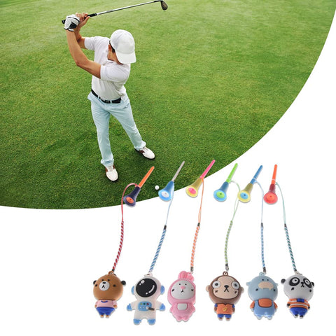 VGEBY 6Pcs Tee Hanger Cartoon Kunststoff Anti Lost Tee Hoop Mit Riemen Tee Holder (Blue + Gray)