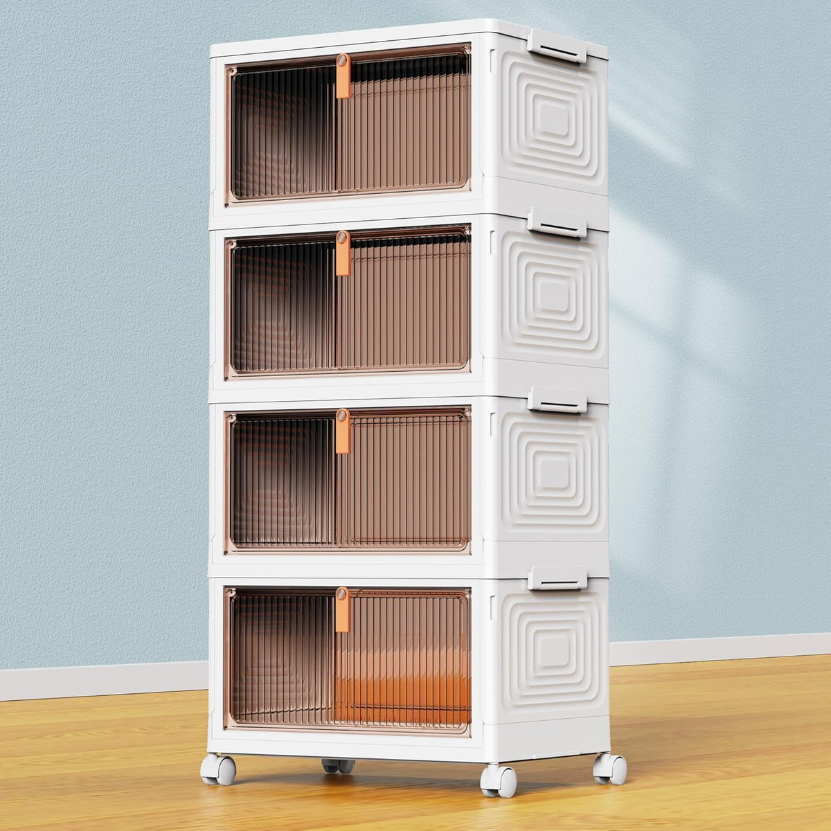 YFXCVSL 4 Tier Plastic Storage Bins with Lid 23QT, Stackable Storage Bins