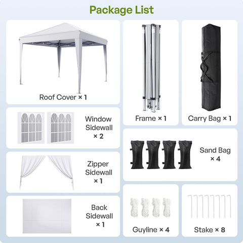 Driftalia 10x10 Pop Up Canopy Tent with Sidewalls, One-Push Instant Setup