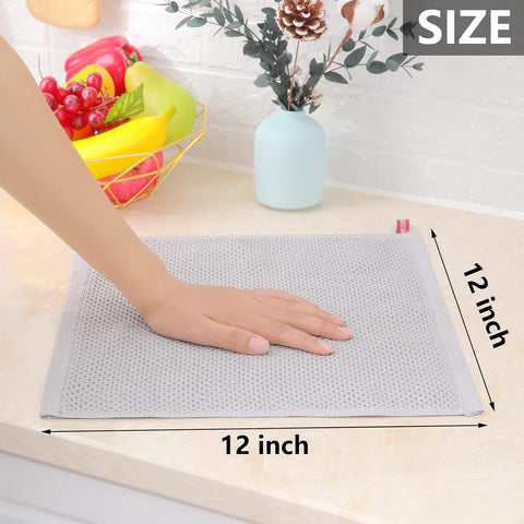 Homaxy 100% Cotton Waffle Weave Kitchen Dish Cloths 8-Pack, Light Gray