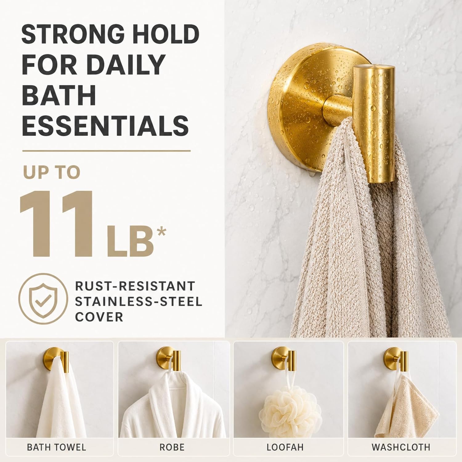 Suction Cup Hooks for Shower - Bathroom Reusable Towel Hooks
