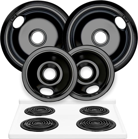 Electric Stove Drip Pans Set of 4 (2 x 6-Inch & 2 x 8-Inch) Replacement Stove Drip Pans for Electric Stove Compatible with 318067041 & 318067051, Frigidaire, Kenmore, Tappan & More
