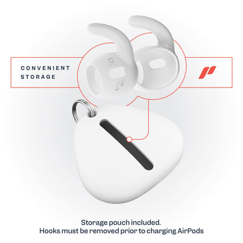 Proof Labs 4 Pairs for AirPods Pro 2 Ear Hooks Covers [Added Storage Pouch] Accessories Compatible with Apple AirPods Pro Generation 2 (White)