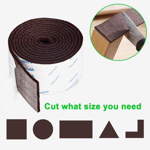 Felt Furniture Pads, Adhesive Felt Roll 5"x 40" Brown