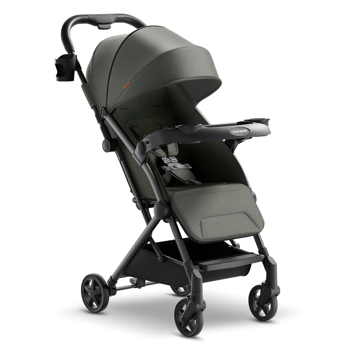 Mompush Lithe V2 Lightweight Travel Stroller Snack Tray Included, Forest