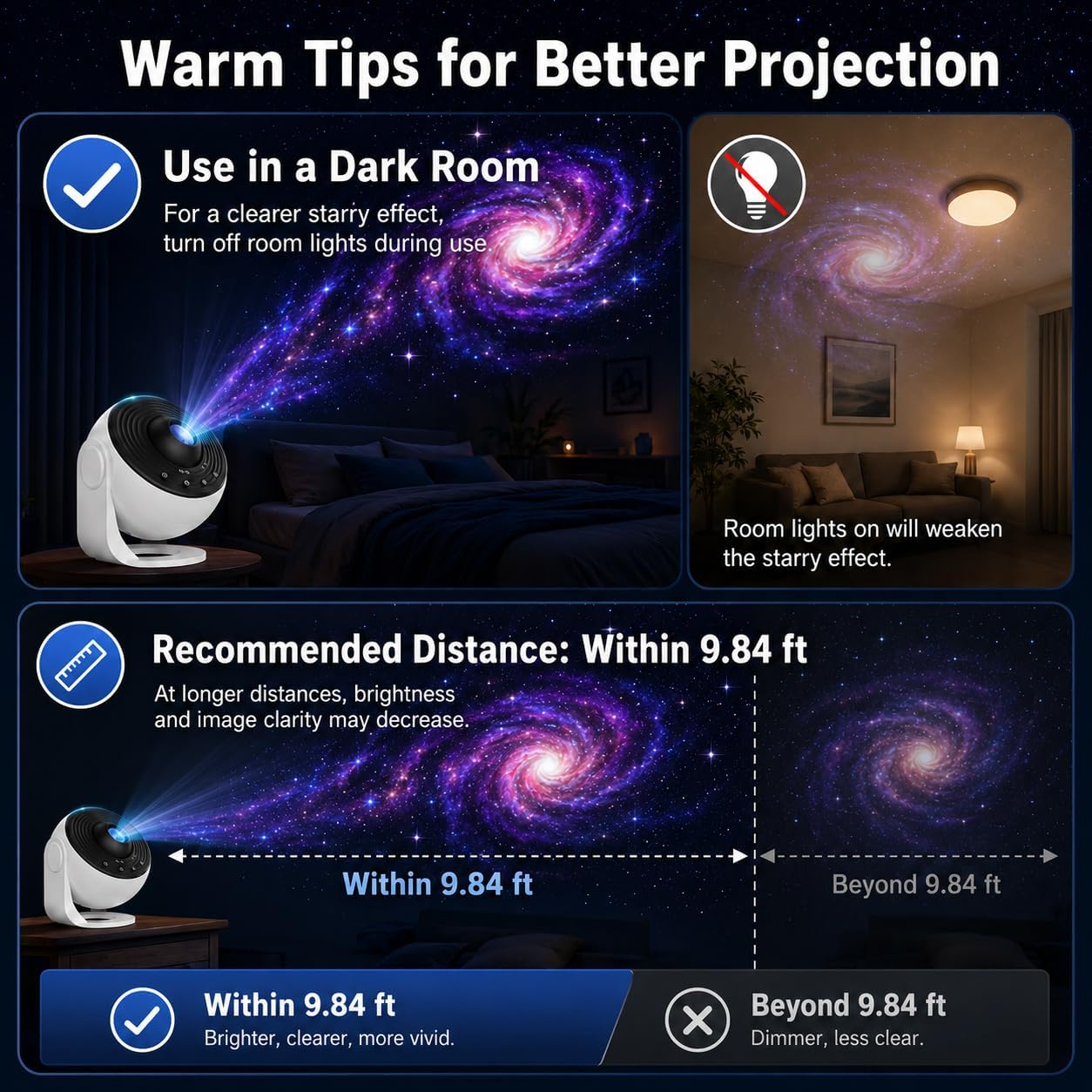 Galaxy Projector Night Light, 13-in-1 Star Projector for Bedroom, White