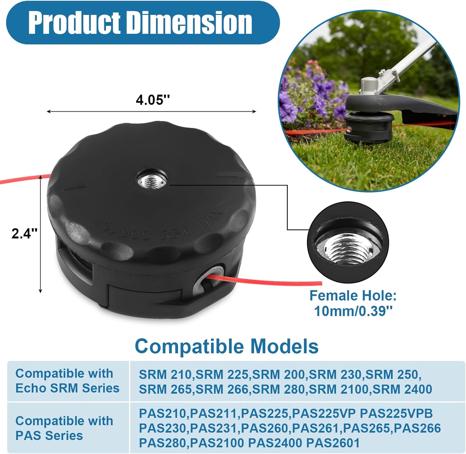2 Pack Weed Eater Head for Echo Speed Feed 400 SRM-225 SRM-230 Trimmers