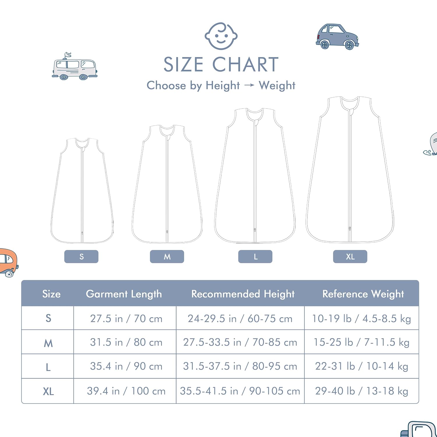 TADO MUSLIN Baby Sleep Sack 12-24 M Baby Wearable Blanket 100% Organic Cotton 0.5 TOG Toddler Sleep Sack 2-Way Zipper Soft Large 4 Layers 1-2 T Car