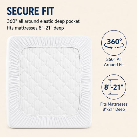 CozyLux Twin Mattress Pad, Cotton Top, 450 GSM Down Alternative Fill