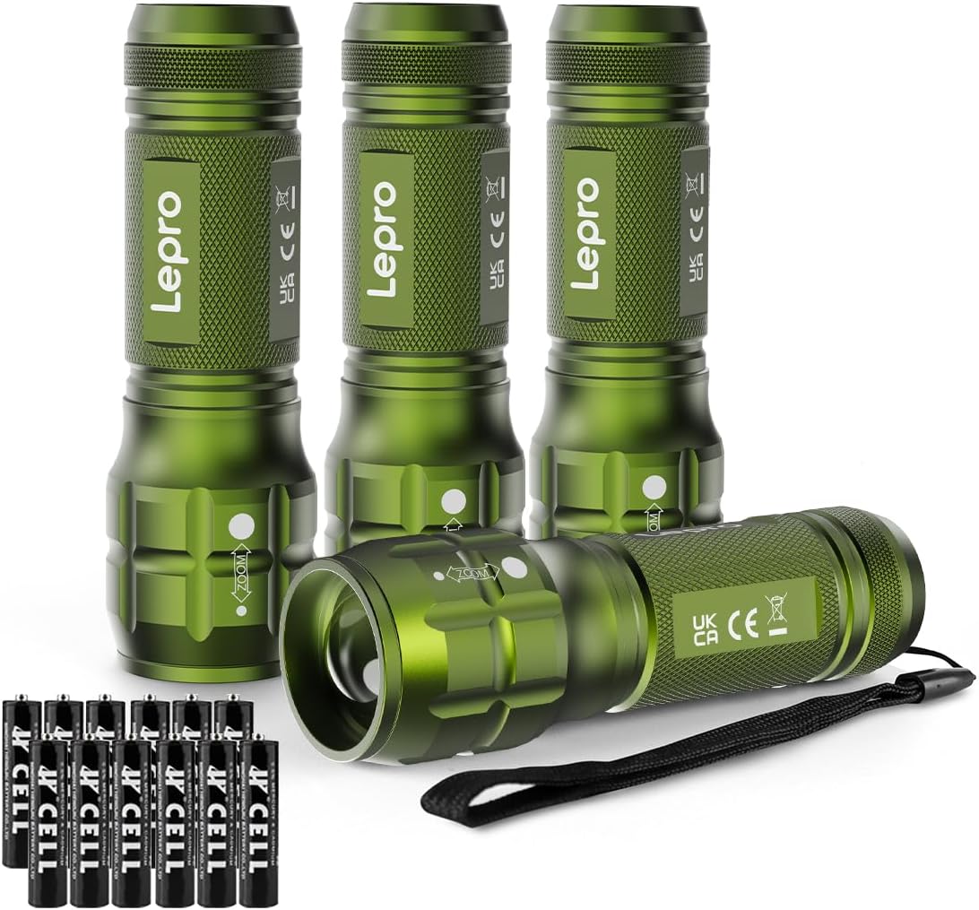 Lepro LED White Light Flashlight, High Lumens Waterproof Adjustable Focus