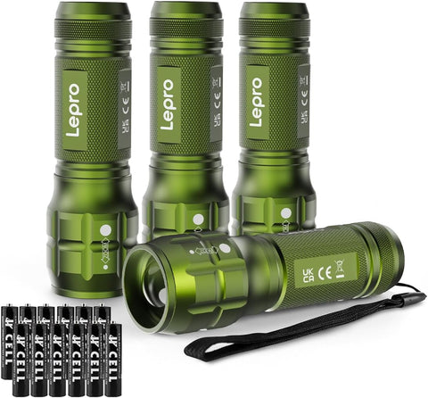 Lepro LED White Light Flashlight, High Lumens Waterproof Adjustable Focus