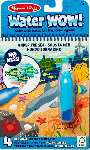 Melissa & Doug On The Go Water Wow! Mess Free Coloring Book, Reusable Water-Reveal Activity Pad, Under The Sea, Travel Toys, Party Favors, for Toddlers & Kids Ages 3+ - FSC Certified