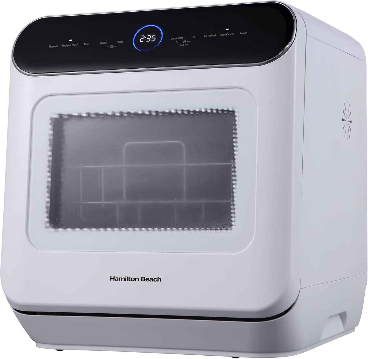 Hamilton Beach Portable Countertop Dishwasher No Hookup Unit with 6-Liter Water Bank for Tabletop, Apartment, or RV, Compact Dishwashing and Drying Machine, Delay Timer, Rapid Cleaning