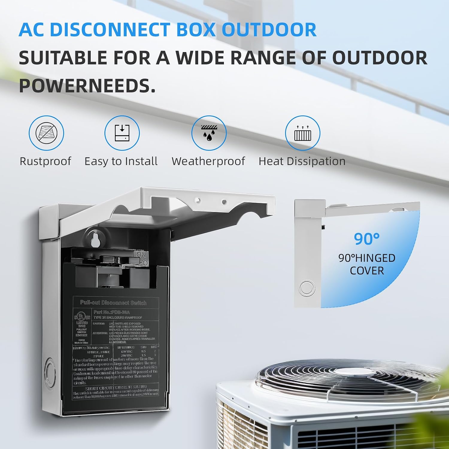 30 Amp AC Disconnect Switch Outdoor 120/240VAC Pull Out Switch