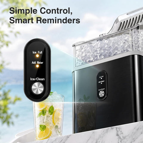 Kismile Nugget Ice Maker Countertop, 35 lbs/Day, Stainless Steel