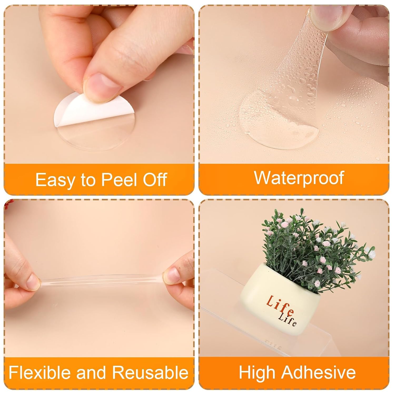 JANYUN 140 Pcs Double Sided Sticky Dots Removable 30 mm Round Putty Sticker