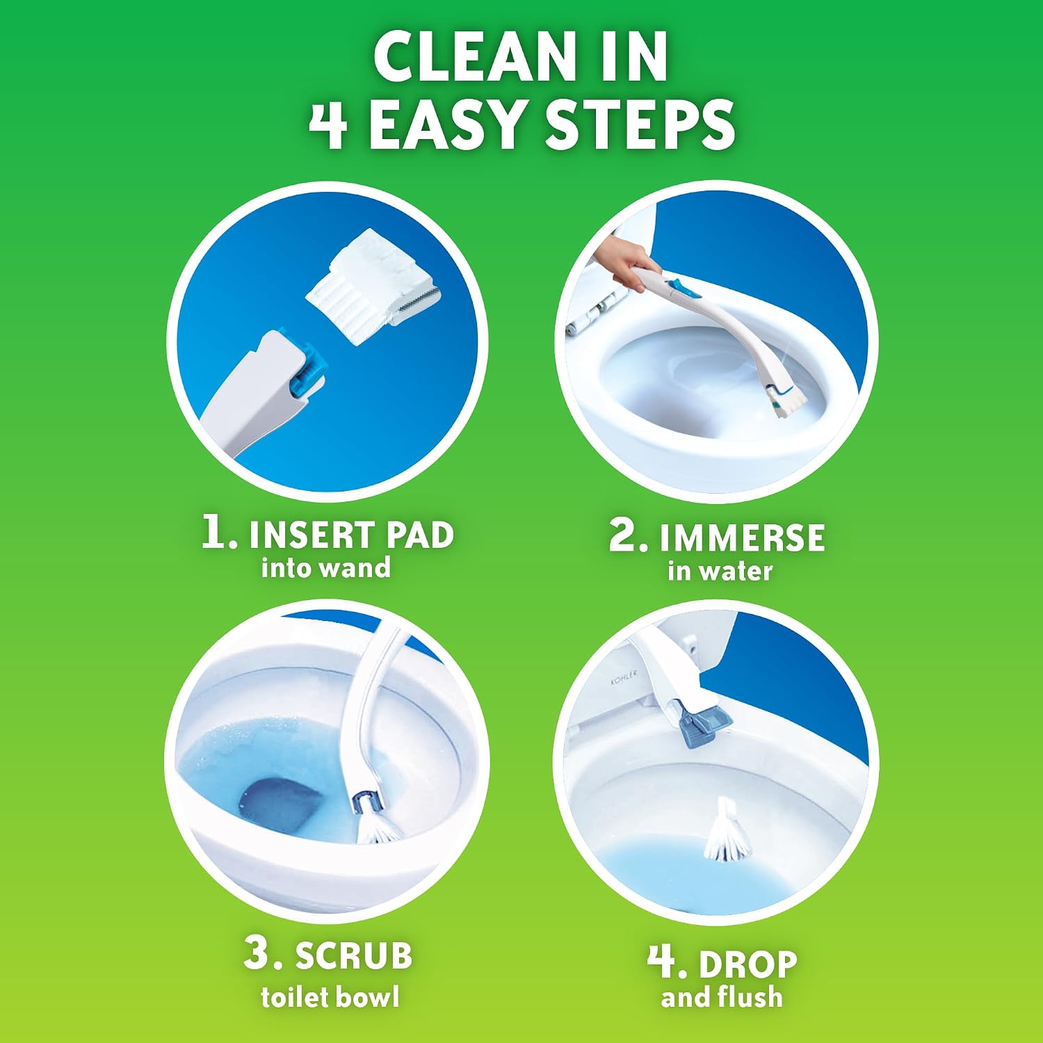 Scrubbing Bubbles Flushable Toilet Wand Refills, Fresh Brush Toilet Cleaner Refill Pads, Cleans Limescale & Fights Odors, Citrus Scent, 20 Count, Pack of 1