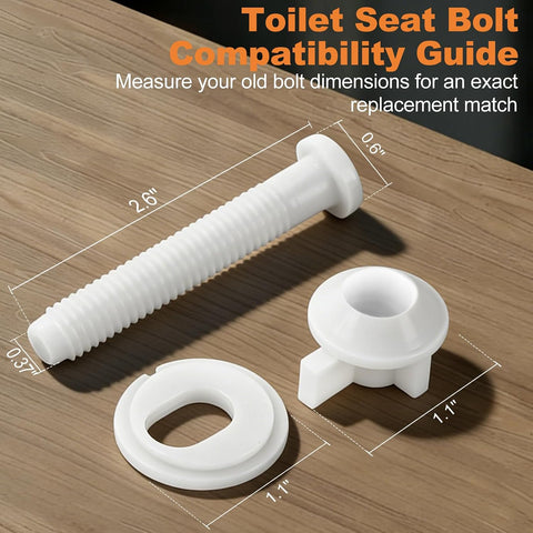 4 Pcs Toilet Seat Screws, Including Plastic Bolts, Nuts and Washers, Durable Toilet Lid Bolts Replacement Kit to Fix Loose Top, Sleek 3-in-1 Fasteners Floor Bolts & Washer Sets