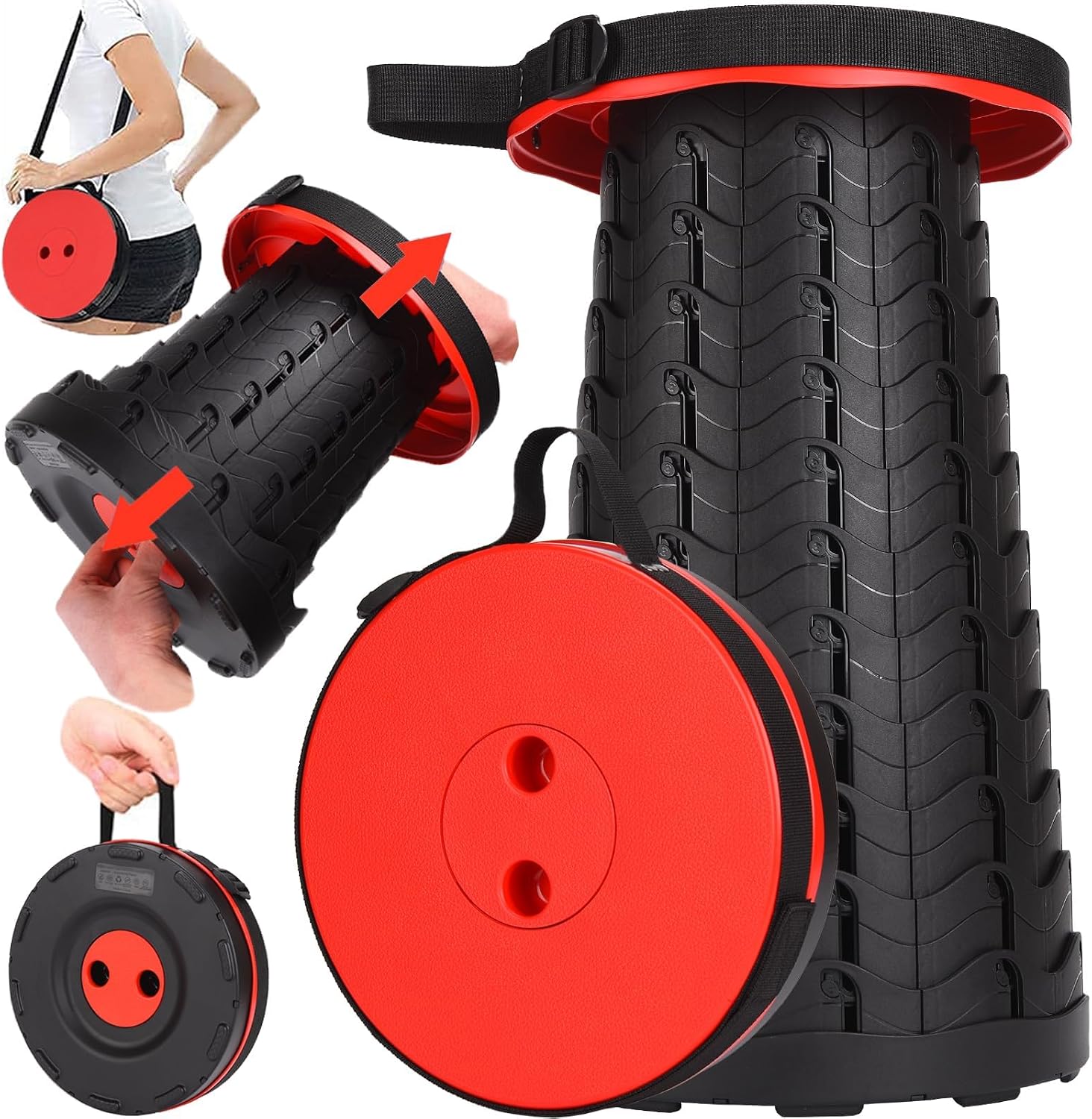 Fishboy Collapsible Stool for Adults, Portable Folding Camping Seat, 400lbs